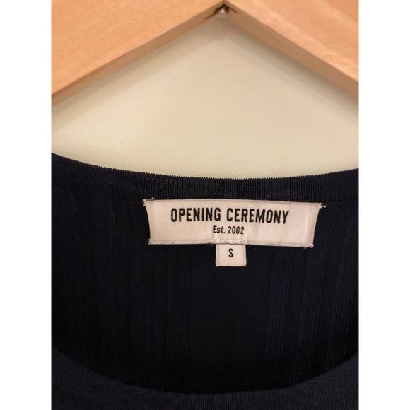 OPENING CEREMONY Navy Linear Handkerchief Short Sleeve Crew neck Dress - Picture 2 of 10